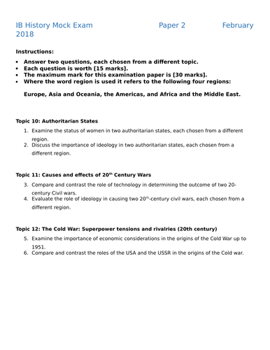 history-ib-mock-exam-p1-p2-p3-teaching-resources