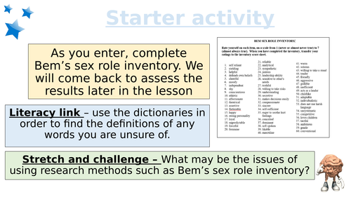 AQA A LEVEL NEW SPEC Psychology - Gender - Androgyny and BSRI