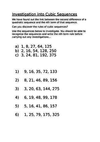 Cubic Sequence Extension Investigation