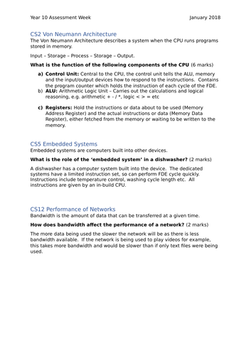 GCSE Computer Science 9-1 Year 10 DC2 Test