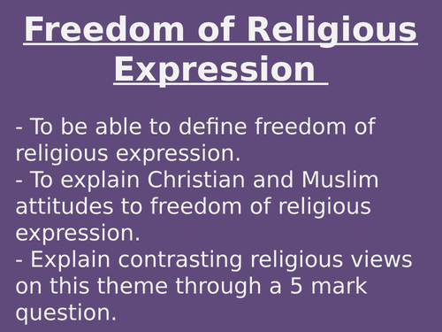 AQA RE Social Justice - Freedom of religious expression