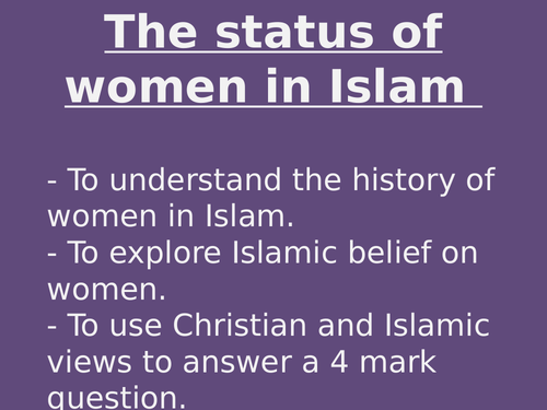 RE AQA - Social Justice - Women in Islam