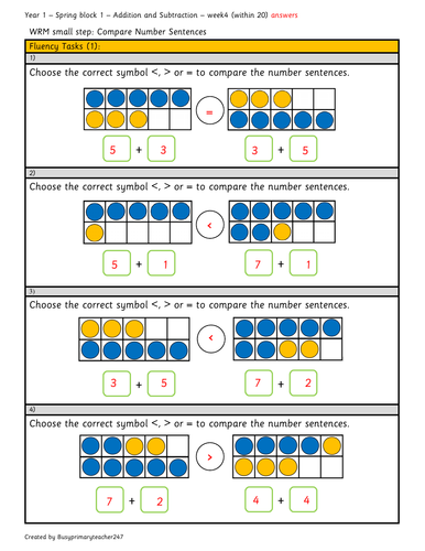 Write A Comparison Number Sentence