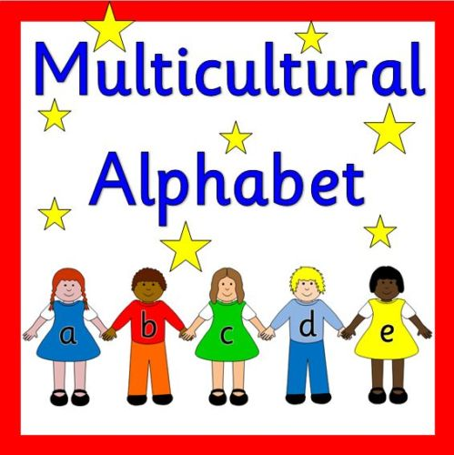 Multicultural alphabet line display - diversity,