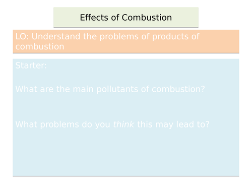 New AQA GCSE Chemistry - Effects of Combustion