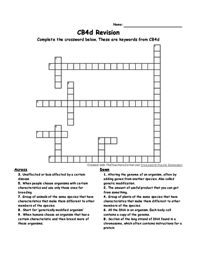 CB4d revision Starter/Lesson Settler
