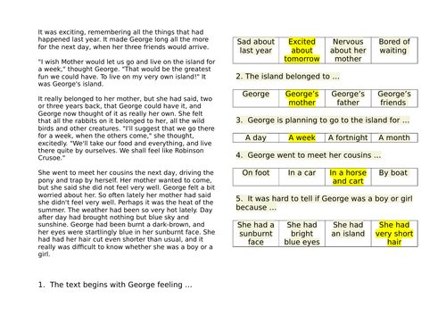 Year 6 daily reading revision (Set 1)