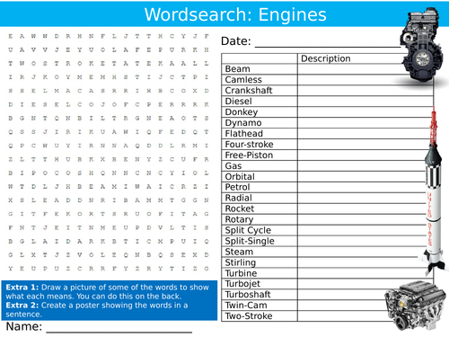 Engines Wordsearch Puzzle Sheet Keywords Settler Starter Cover Lesson Design Engineering