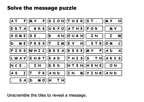 Solve the message puzzle from Nat Turner