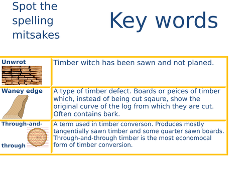 English in Carpentry & Joinery - Spot the Mistakes