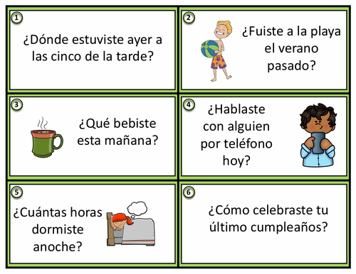 Preterite Spanish Task Cards - Pretérito - 24 Conversation Starters