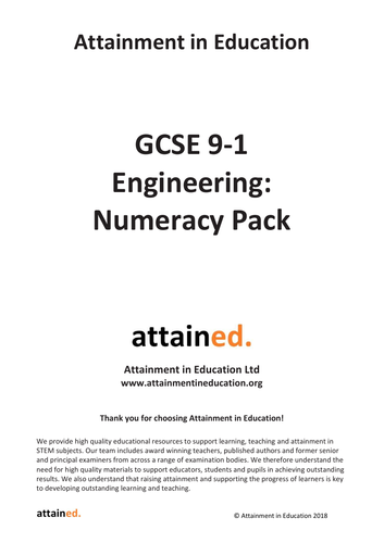 NEW GCSE Engineering (9-1) Numeracy Pack