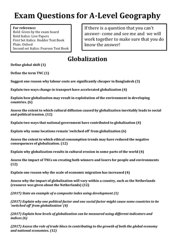 Edexcel A2 Geography 2017 Exam Questions by kestockings ...