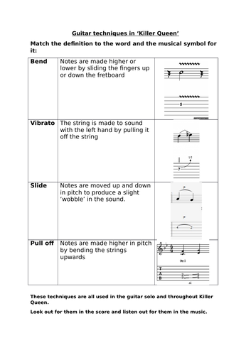 Guitar techniques in killer queen
