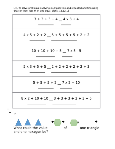 year 2 worksheets solve problems involving repeated