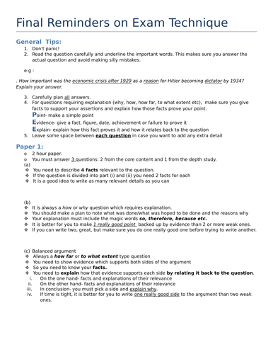 IGCSE  History Exam Tips