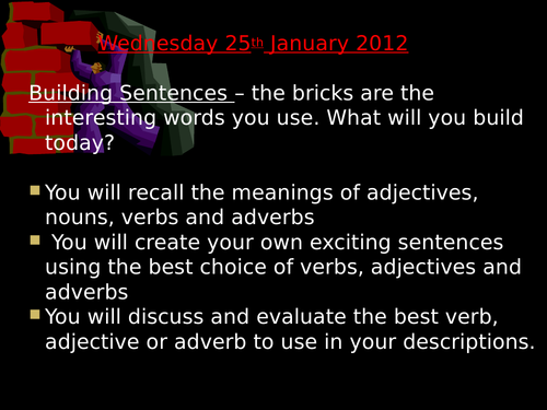 step-by-step sentences building