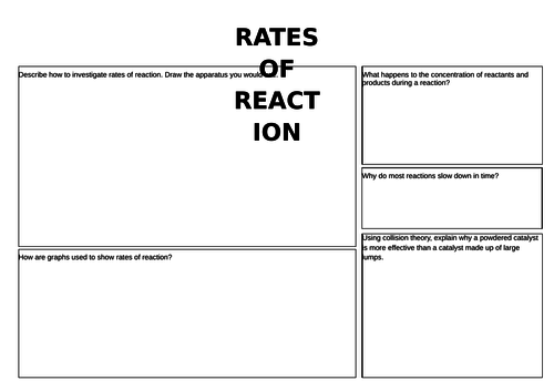 Rates of reaction summary question mat