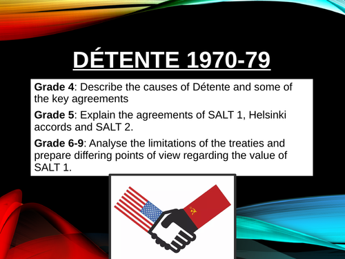 Detente and the SALT treaties. GCSE Cold War and Superpower relations.