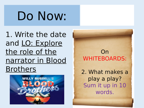 Blood Brothers Lesson on The Narrator (AQA)