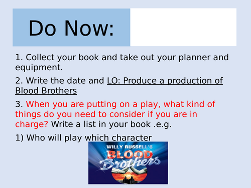 Blood Brothers Lesson on Staging the Play (AQA)