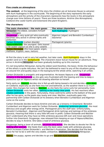 GCSE/KS3 chemistry:'5 create and atmosphere'  famous five spoof story and worksheet