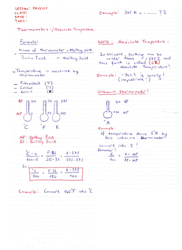 Heat and Temperature – Teachers Note 1