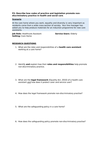 Unit 7: Equality and Diversity (P2: Worksheet)