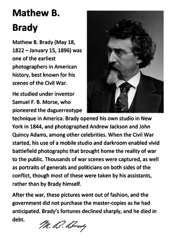 Mathew B Brady Handout