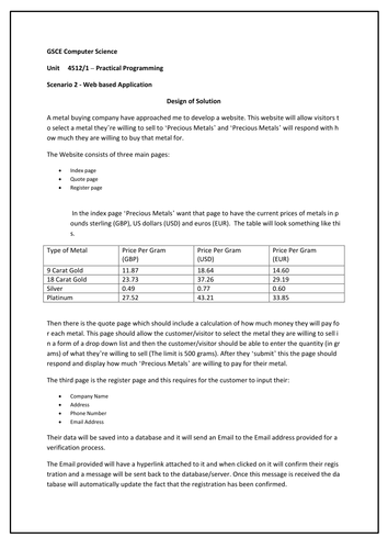 computer science gcse coursework example