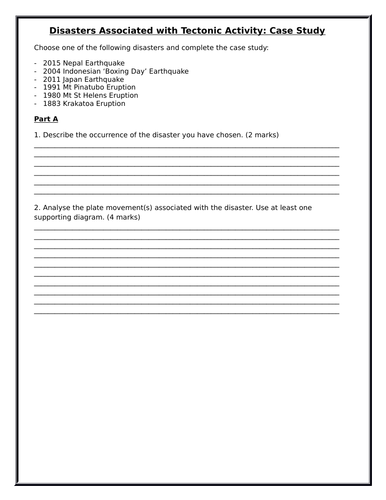 Plate Tectonic / Hazards  Research Task
