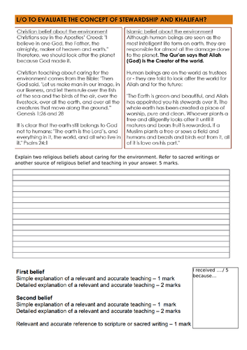 AQA stewardship and the environment Religion and Life 8062 New