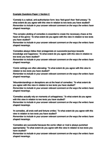 English literature nea examples picture