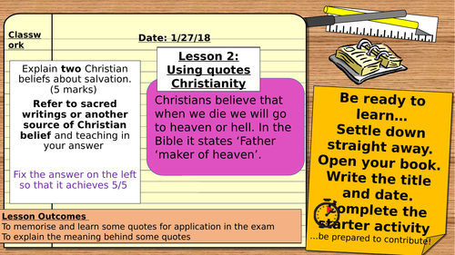 AQA 9-1 Religious Studies. Question 4 and 5 technique and quote application/ revision