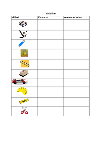 introduction to non standard measure (weight) year 1