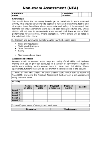 pe coursework evaluation