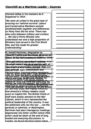 OCR A-Level History Unit Y113 - Lesson 12 - Churchill as a Wartime Leader