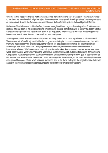 OCR A-Level History Unit 1 Y113 - Lesson 26 - Churchill and post-1945 Empire/Europe