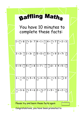 Year 1 Year 2  Addition and Subtraction Challenges Mental Maths Tests Homework