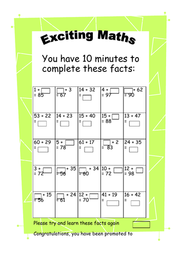 Year 3 Year 4 Addition and Subtraction Challenges Mental Maths Homework