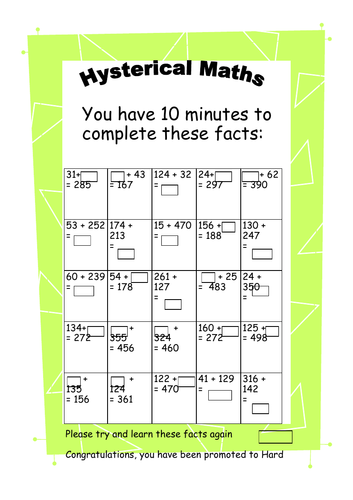 Year 5 Year 6 Addition and Subtraction Challenge Sheets Mental Maths Homework