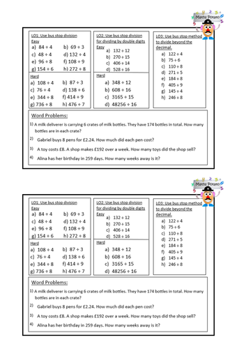 Short Division Differentiated Worksheet | Teaching Resources