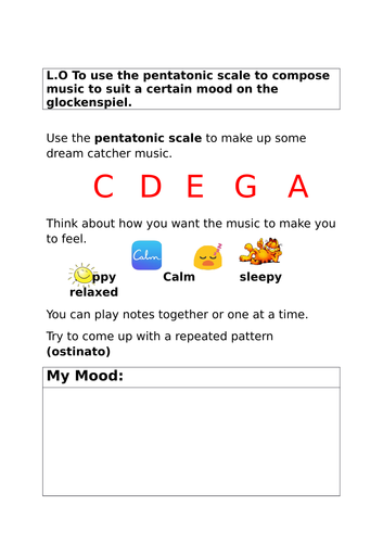 Dreamcatcher Mood Music Composition sheet