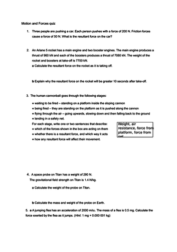 Edexcel 9-1 Physics Forces and Motion revision quiz
