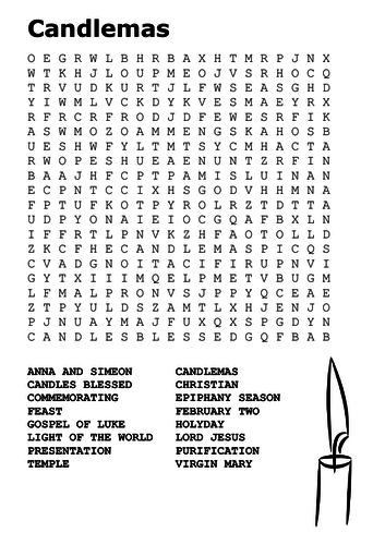 Candlemas Word Search