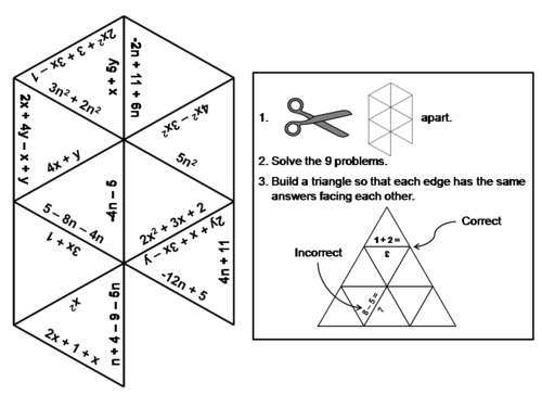 Combining Like Terms Game: Math Tarsia Puzzle