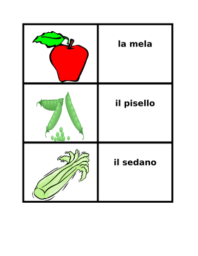 Frutta e Verdura (Fruits and Vegetables in Italian) Card Games