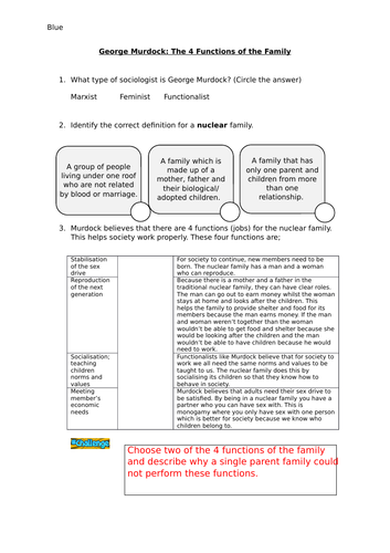 WJEC GCSE Sociology  The Nuclear Family