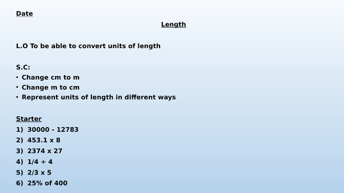Converting Length Lessons - cm and mm/ cm and m