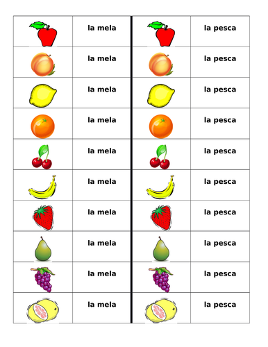 Frutta (Fruit in Italian) Dominoes